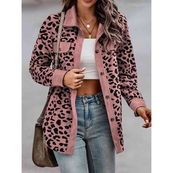 So Lovrie Jackets & Blazers - Leopard Button Down Shacket Jacket
